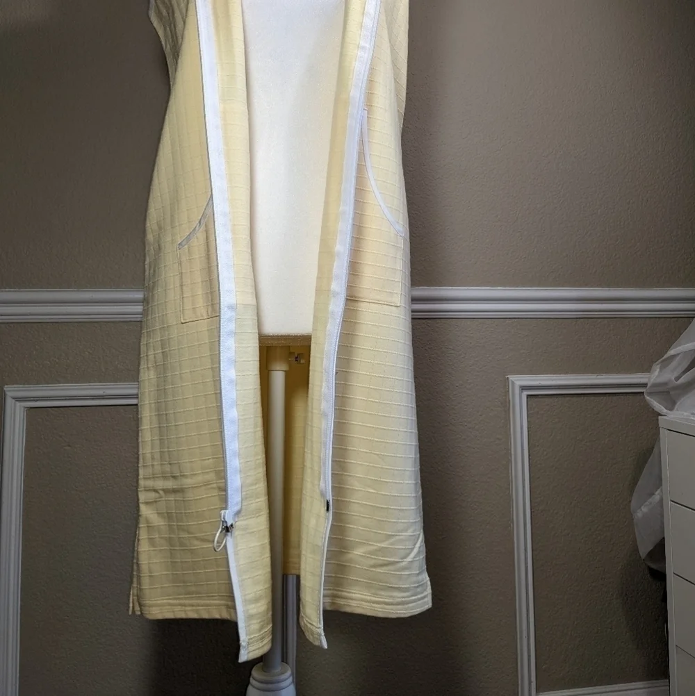 Yellow Cotton Sleeveless Zip Hoodie Robe Erika Taylor